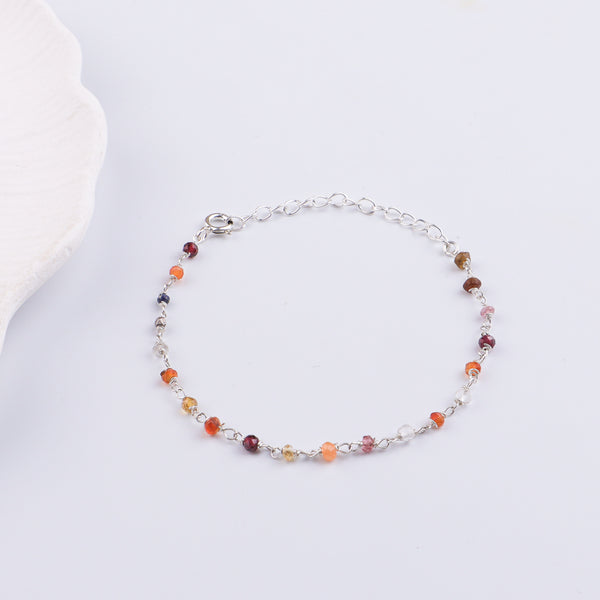Multicolor Stone Silver Bracelet (Project Handmade)