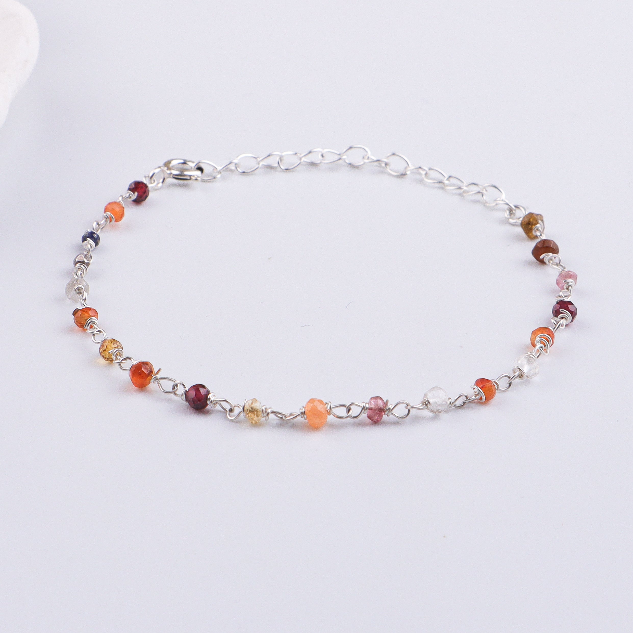 Multicolor Stone Silver Bracelet (Project Handmade)