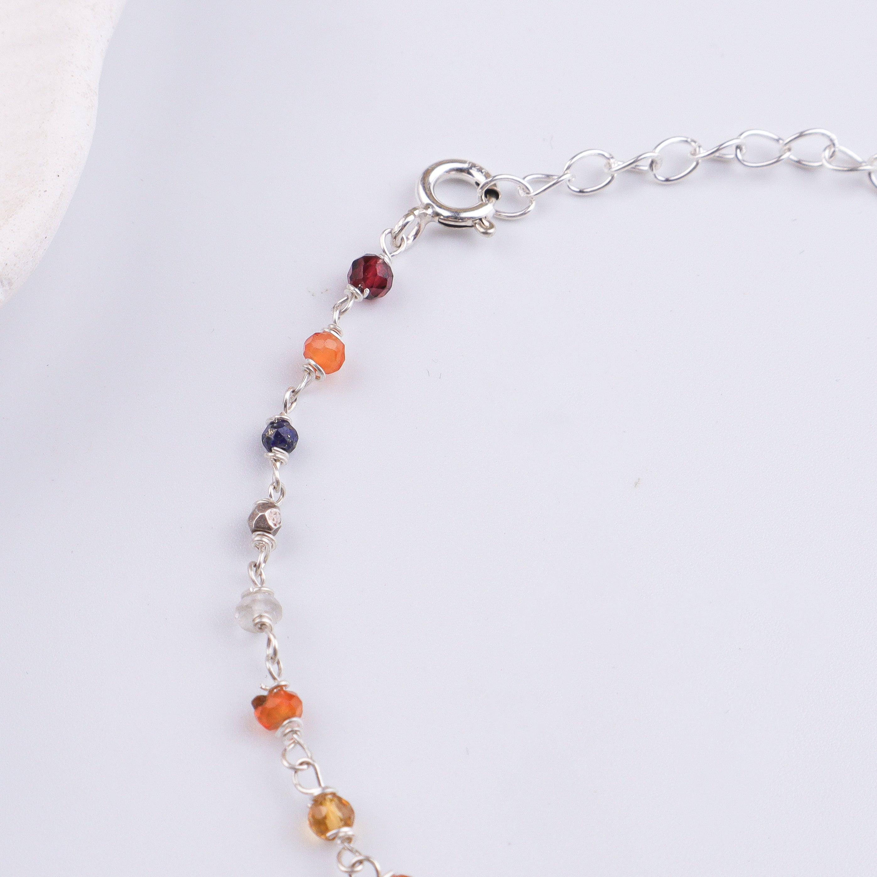 Multicolor Stone Silver Bracelet (Project Handmade)