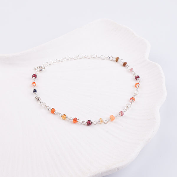Multicolor Stone Silver Bracelet (Project Handmade)