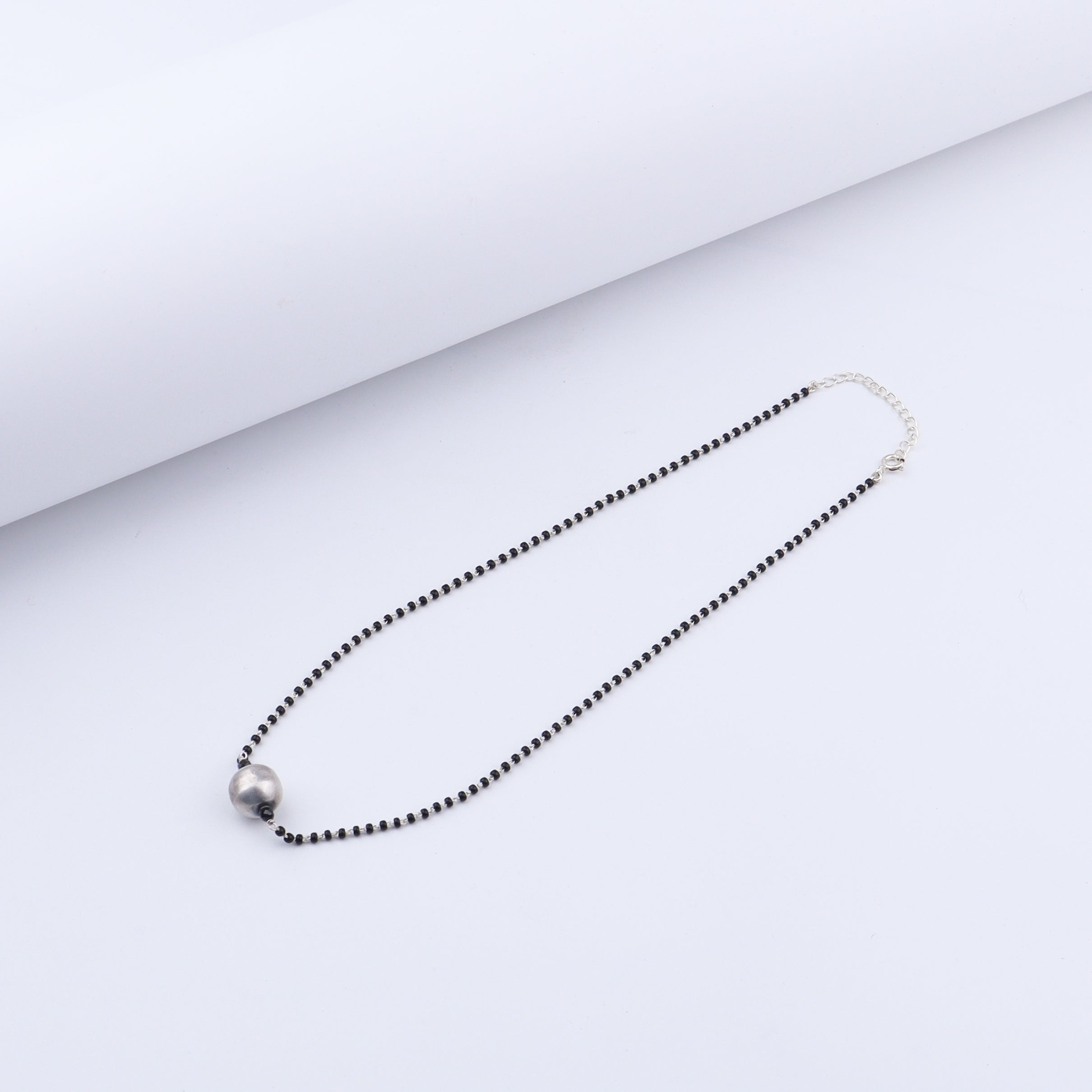 Silver Black Beads Chain Tribal Motif Mangalsutra