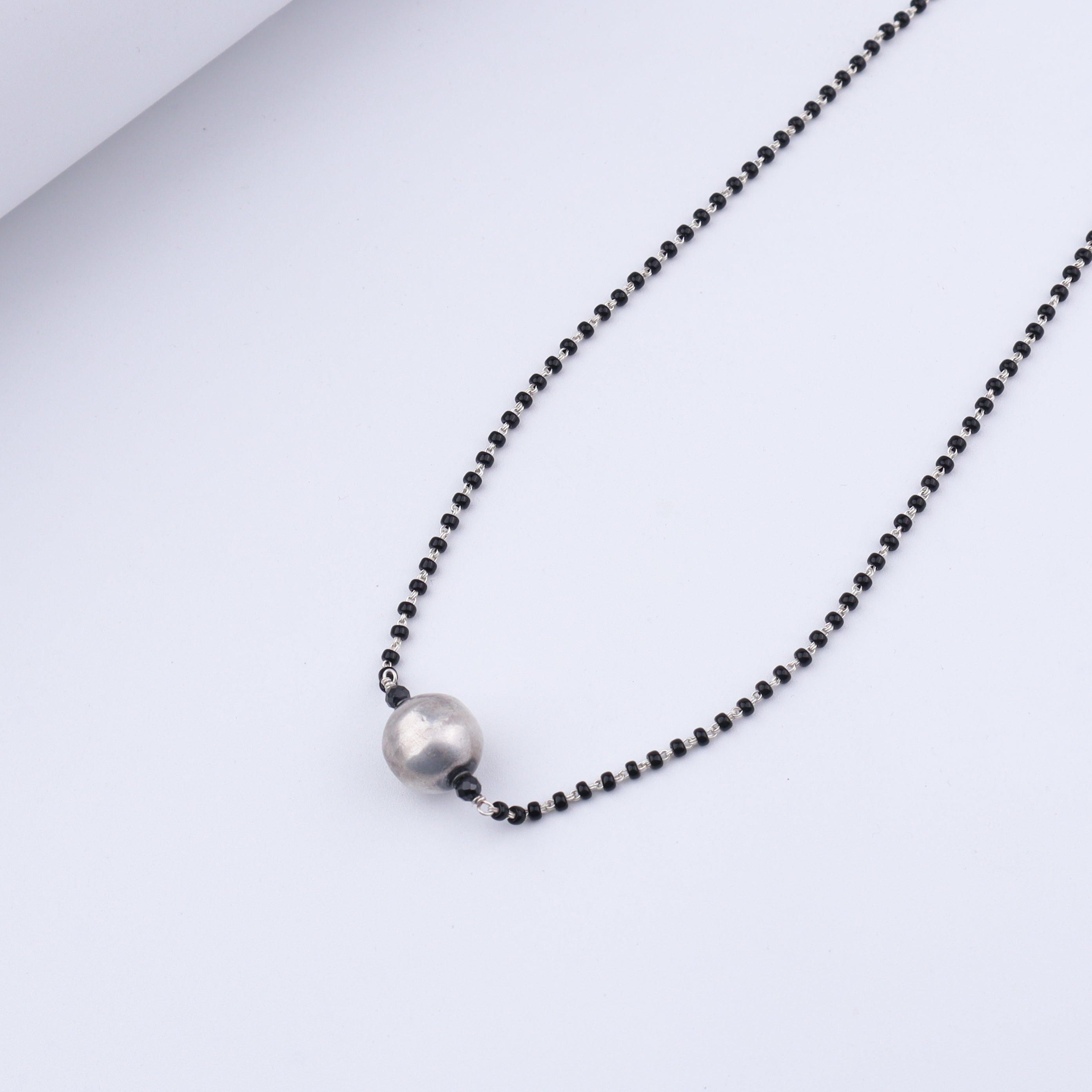 Silver Black Beads Chain Tribal Motif Mangalsutra
