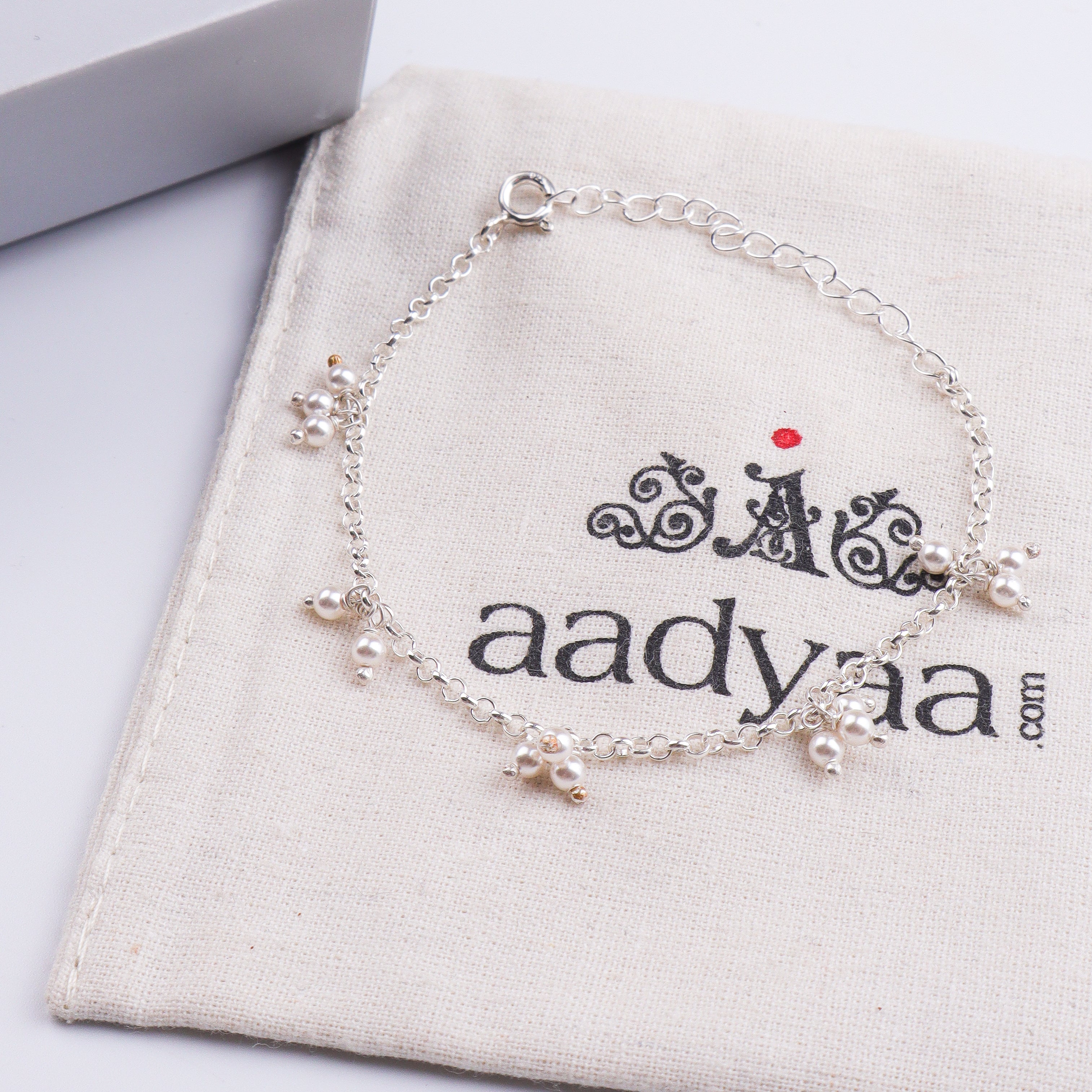 Pearl Bunch Silver Chain Bracelet (Project Handmade)