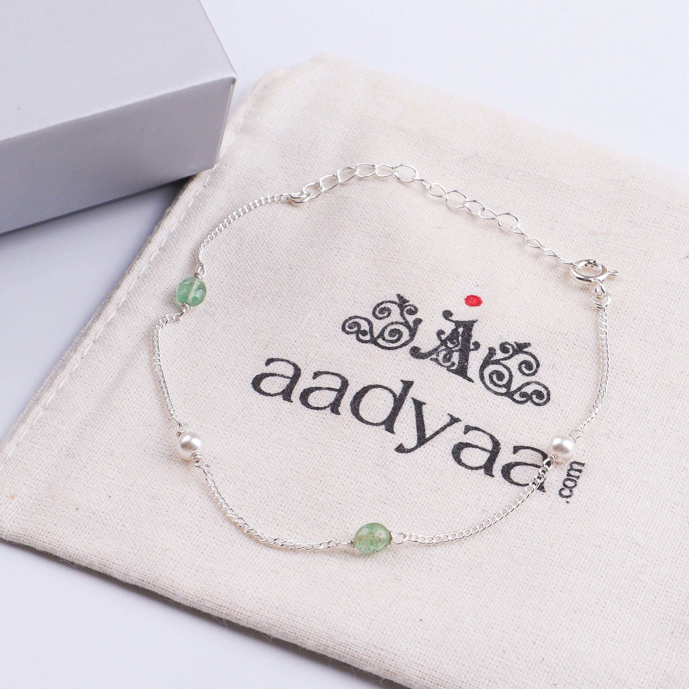 Russian Quartz & Pearl Silver Chain Bracelet (Project Handmade)