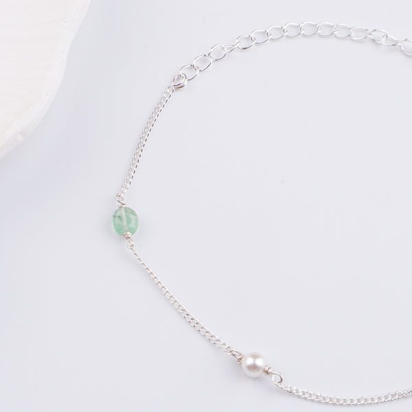 Russian Quartz & Pearl Silver Chain Bracelet (Project Handmade)