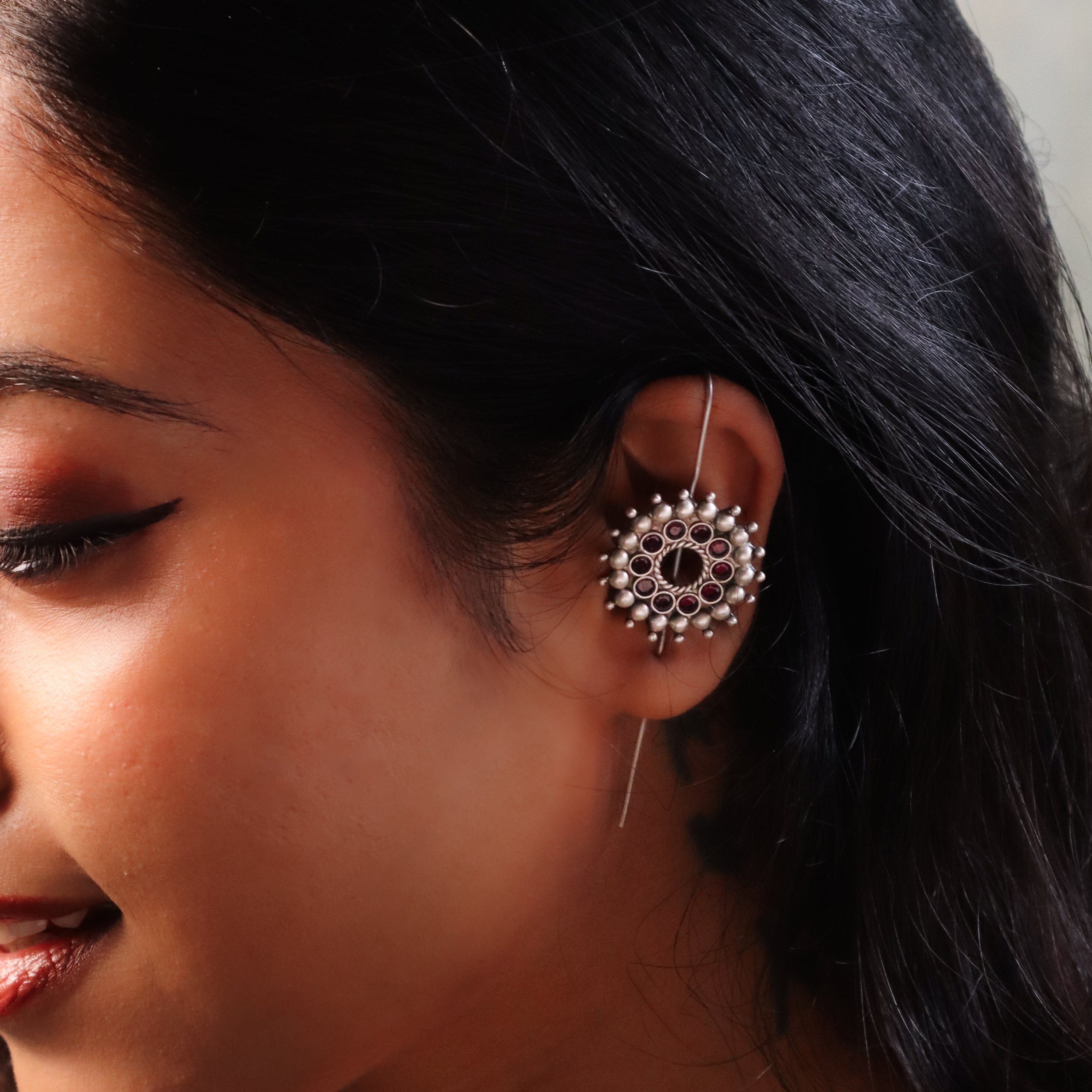 Pink Karwar Motif Single Earrcuff