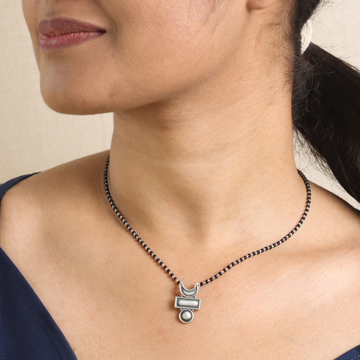 Silver Chandrakor Tikli Mangalsutra