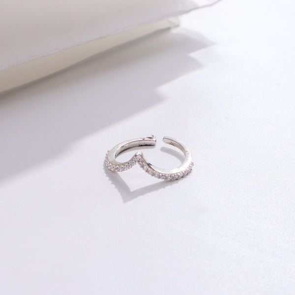 Silver CZ V Ring