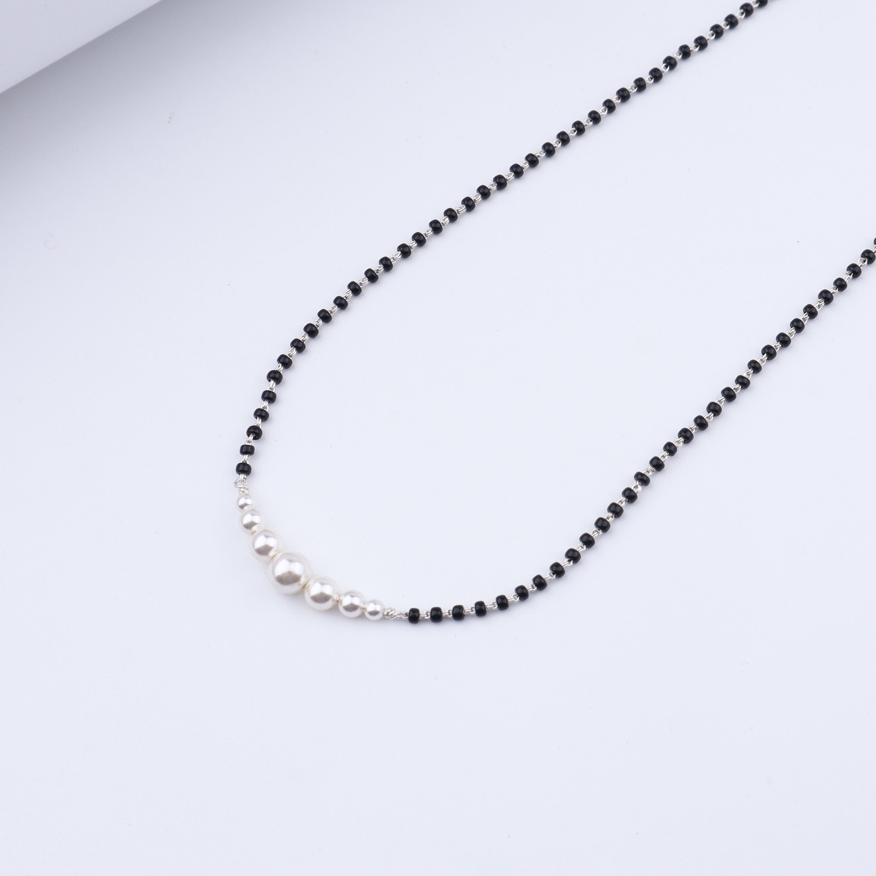 Minimal Pearls Silver Mangalsutra