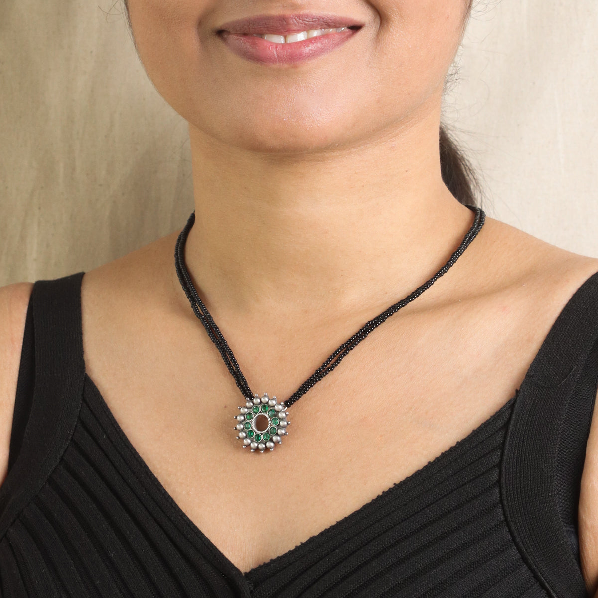 Karwar Chakra Green Stone Mangalsutra