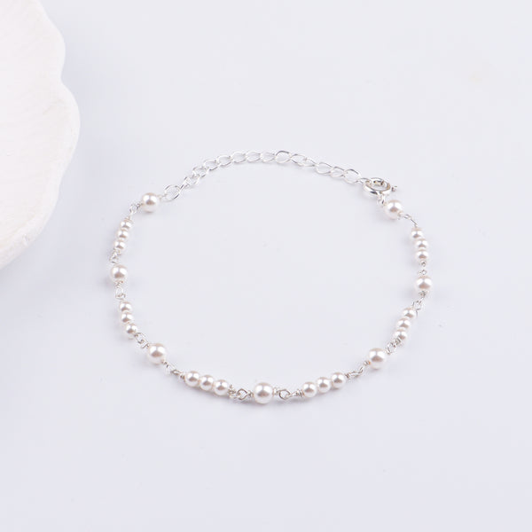 White Pearl Silver Ganthan Bracelet (Project Handmade)
