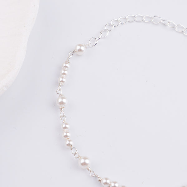 White Pearl Silver Ganthan Bracelet (Project Handmade)