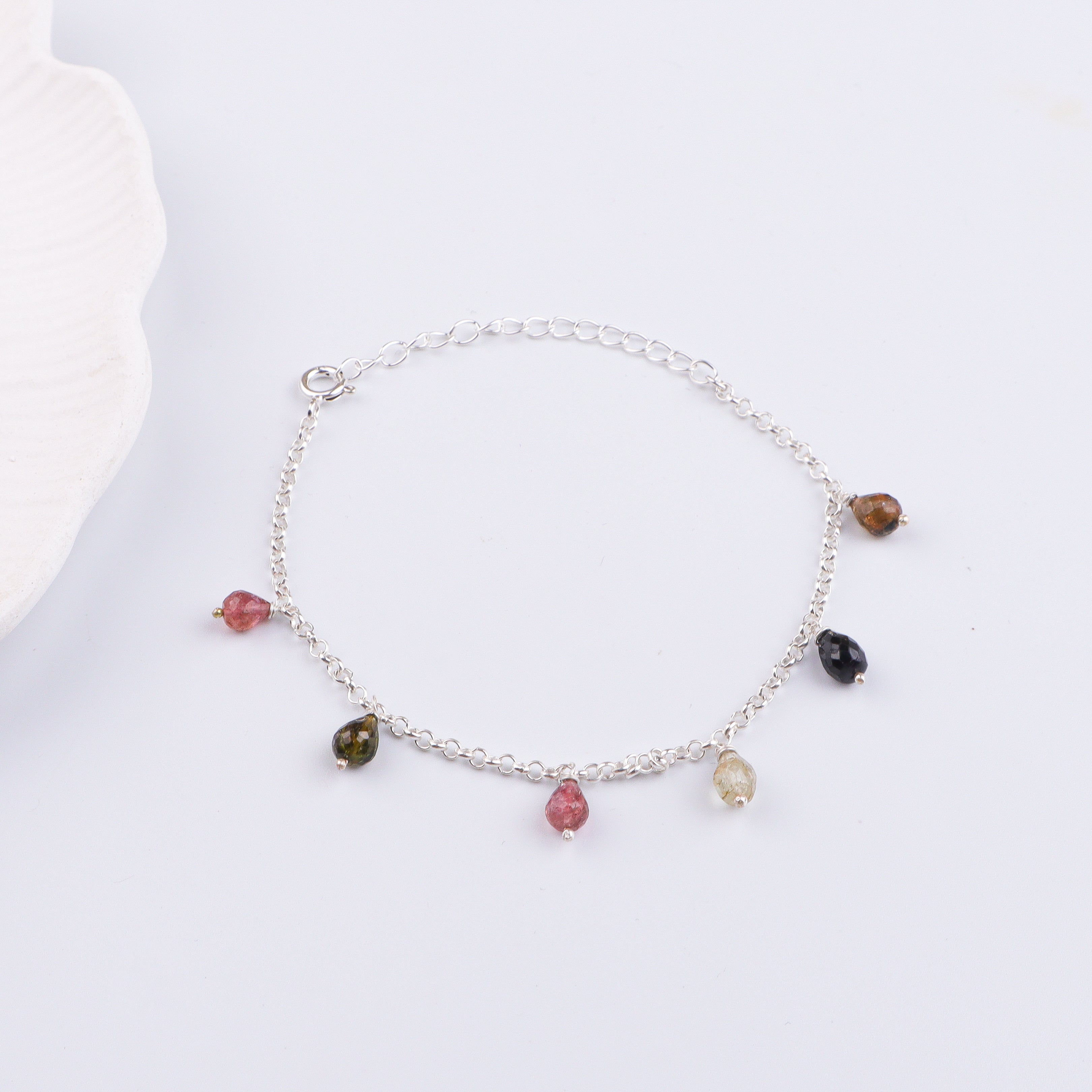 Tourmaline Silver Chain Bracelet (Project Handmade)