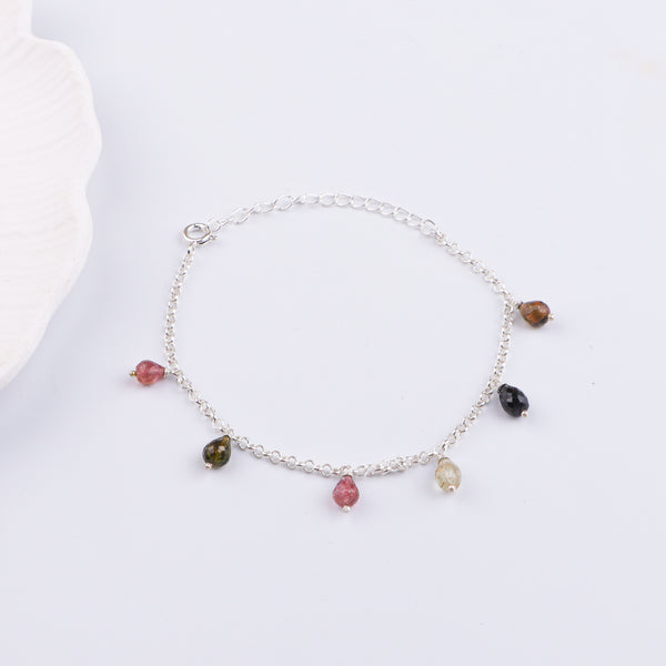 Tourmaline Silver Chain Bracelet (Project Handmade)
