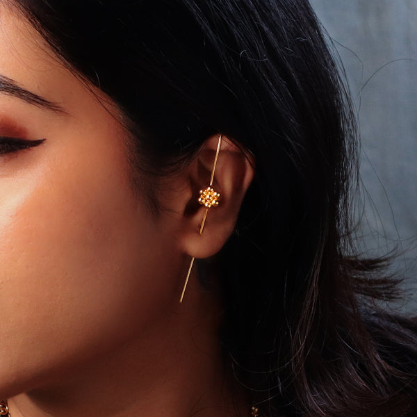 Kudi Motif Single earcuff | 92.5 Silver | 22K Gold Plated