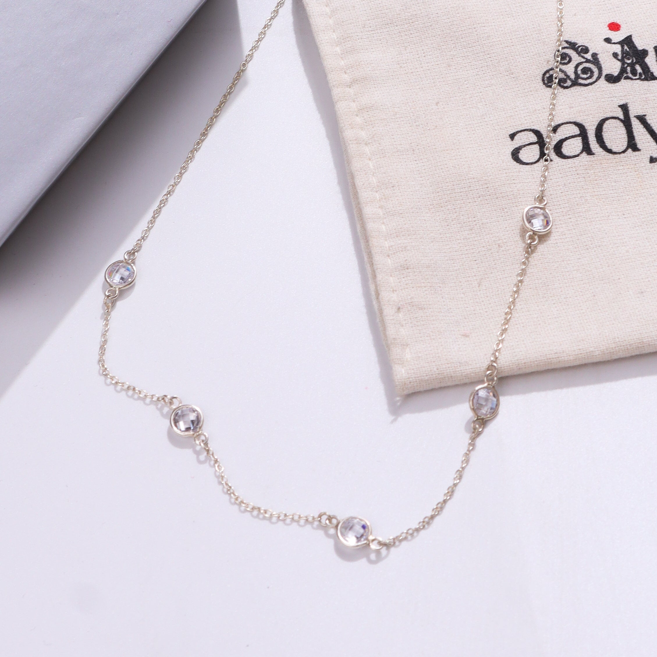 Silver CZ Dot Necklace | 92.5 Silver