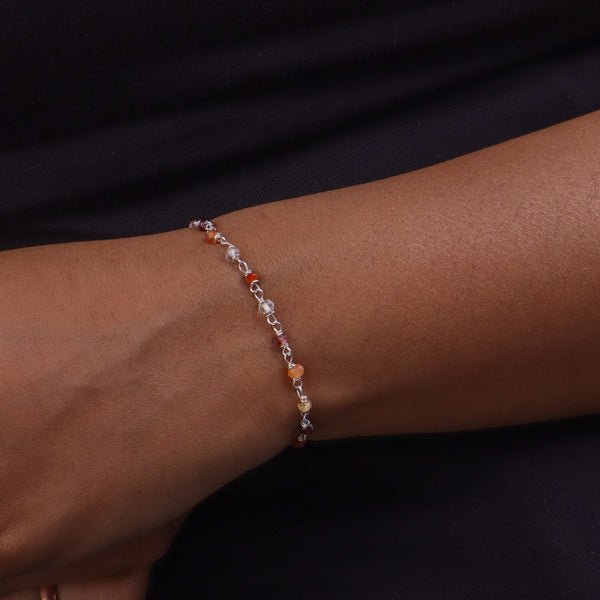 Multicolor Stone Silver Bracelet (Project Handmade)