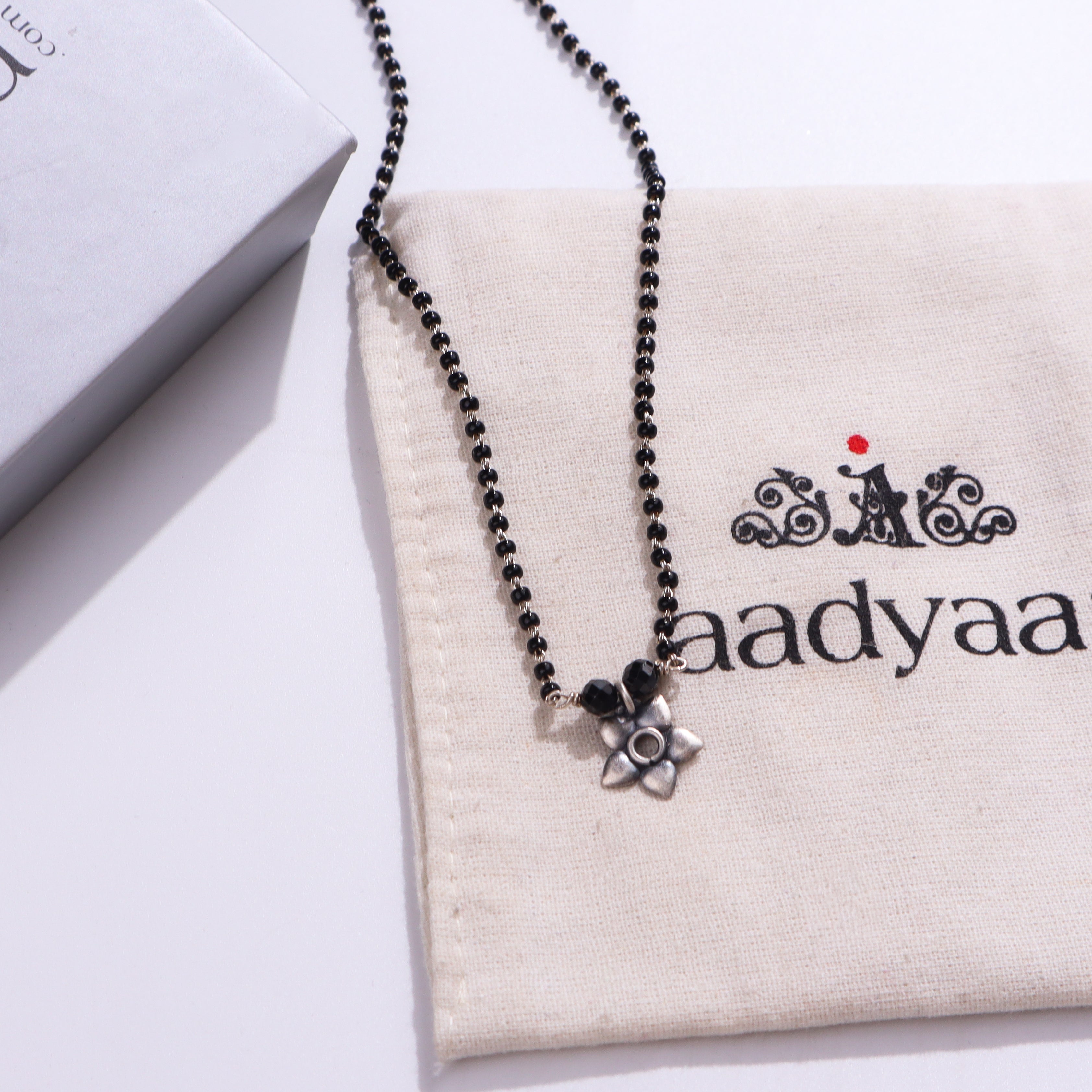 Silver Mangalsutra with black beads