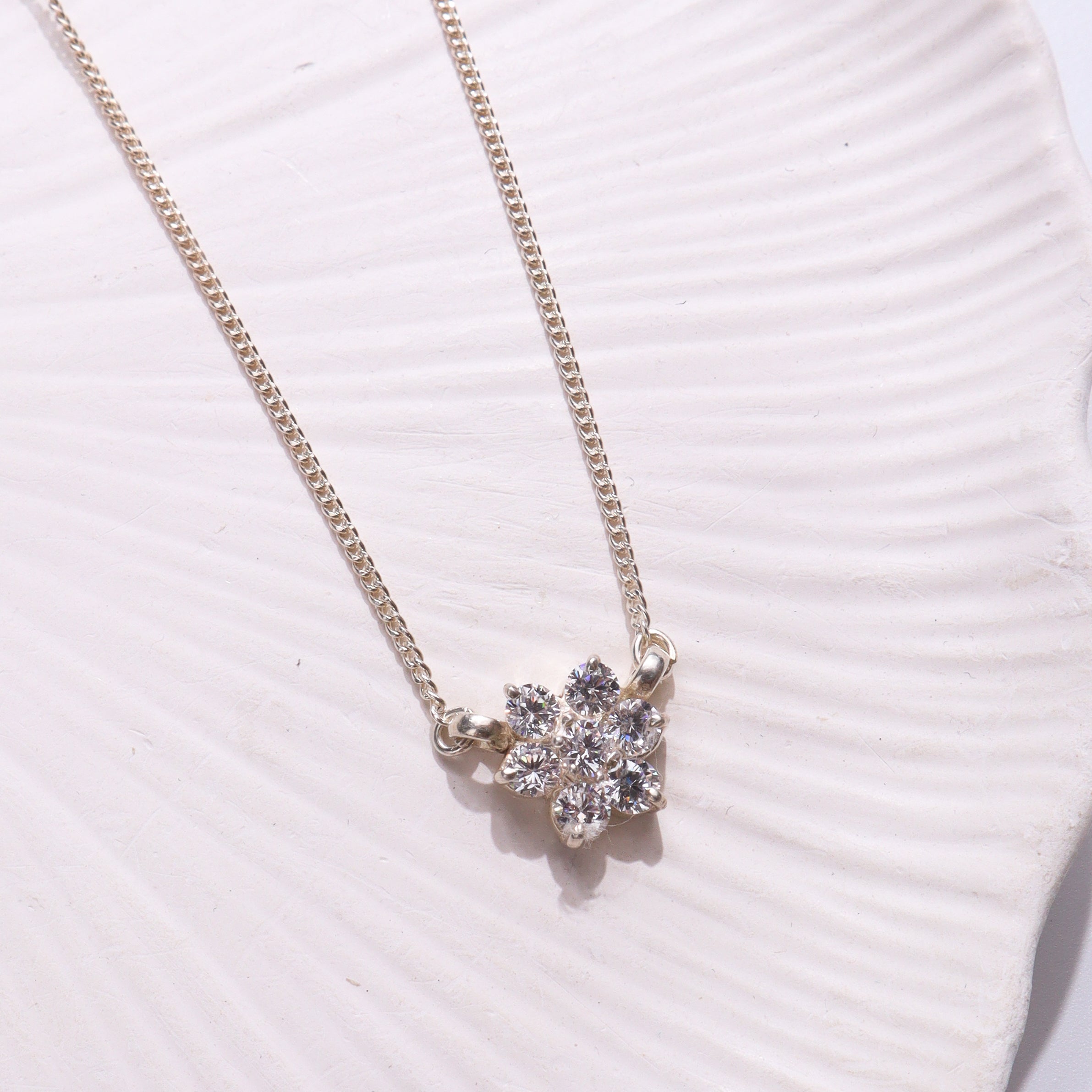 BIGフローラルPendant チェーン付き Silver925 CZ flower chain - Big | CZ | 92.5 Silver