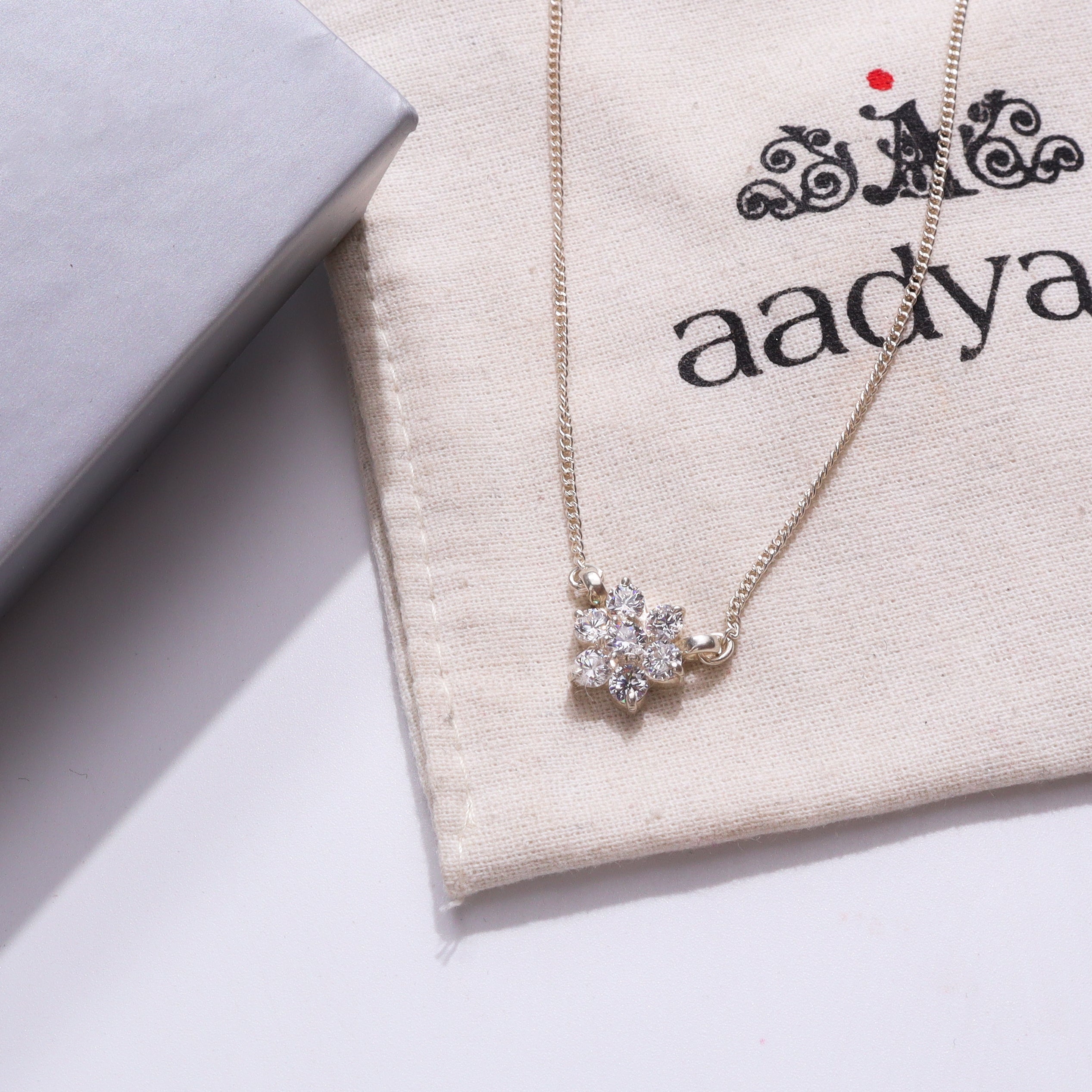 BIGフローラルPendant チェーン付き Silver925 CZ flower chain - Big | CZ | 92.5 Silver