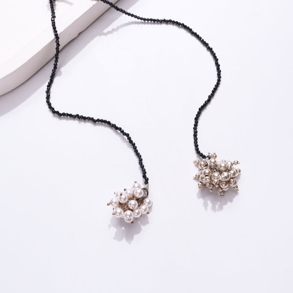 Black beaded mangalsutra with pearl pendant