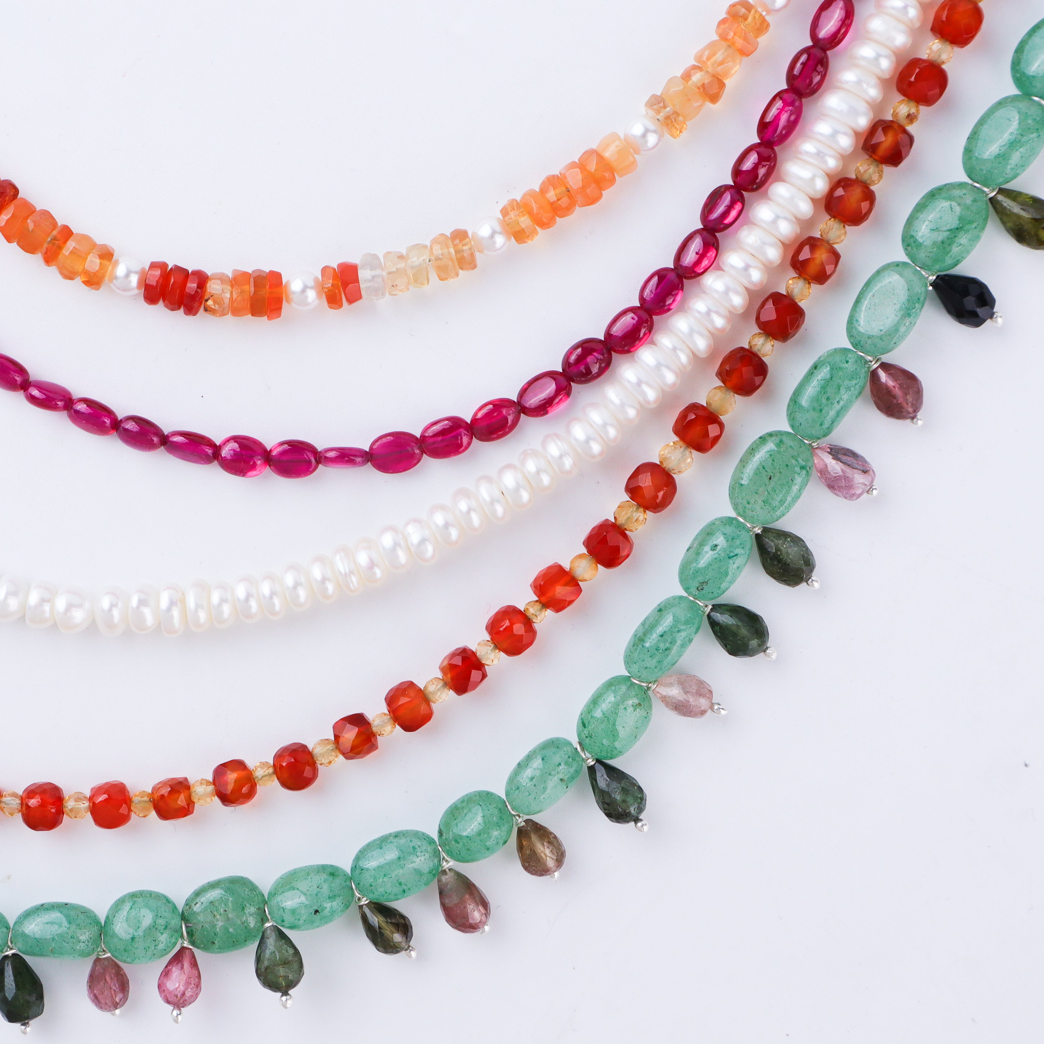Luxe Necklace - Multicolour Stones and Fresh Water Pearls