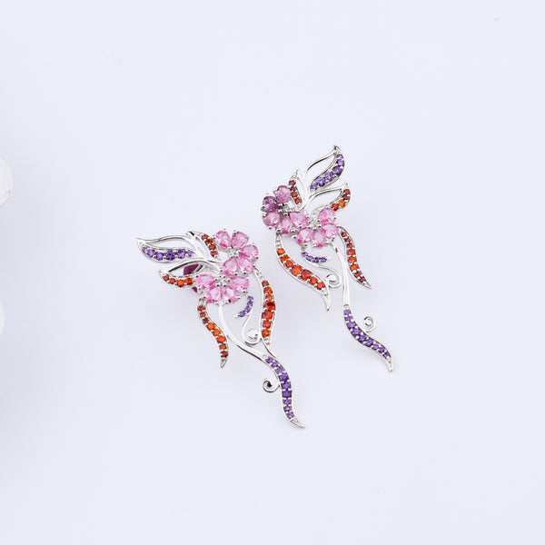 Silver Vine Bloom Earrings