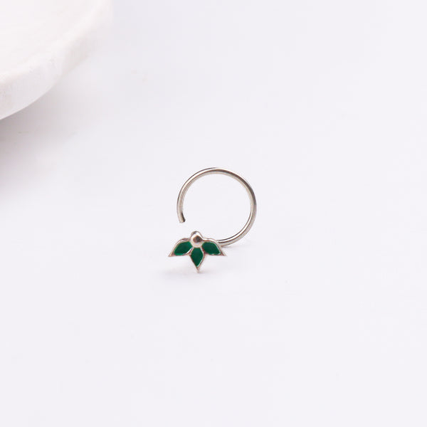 Petals Nose pin ( Pierced ) - Green