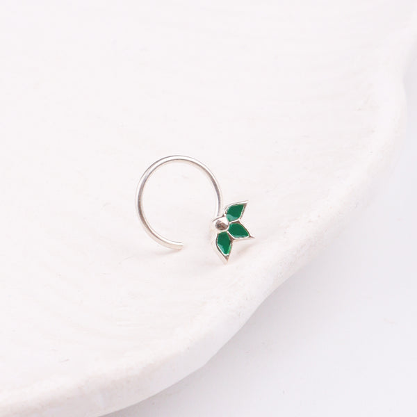 Petals Nose pin ( Pierced ) - Green