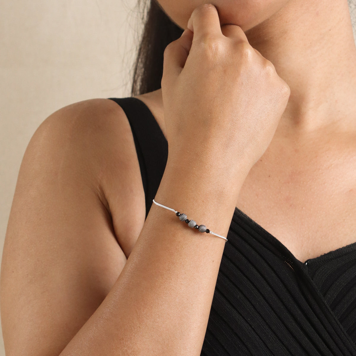 Silver Bead Mangalsutra Bracelet