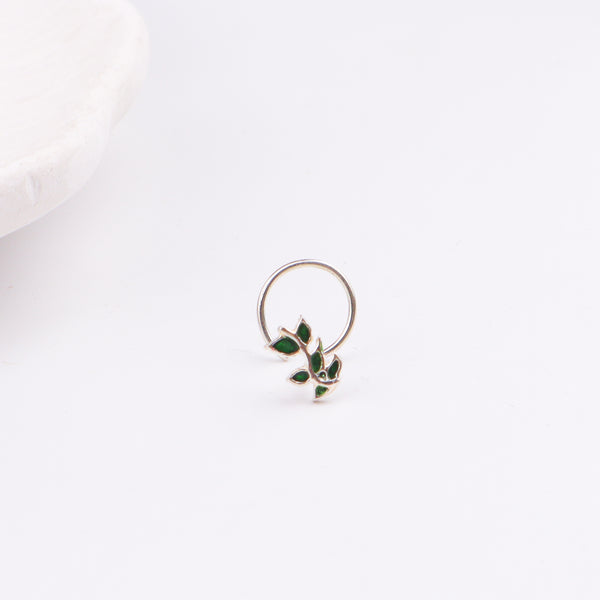 Leaves Nose pin ( Pierced ) - Green