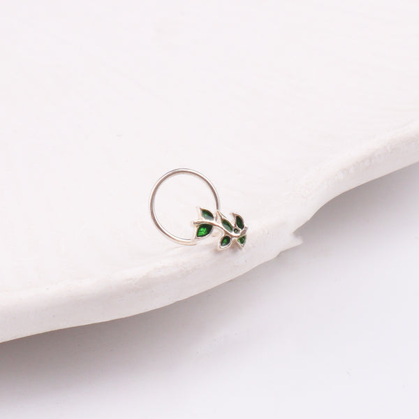 Leaves Nose pin ( Pierced ) - Green