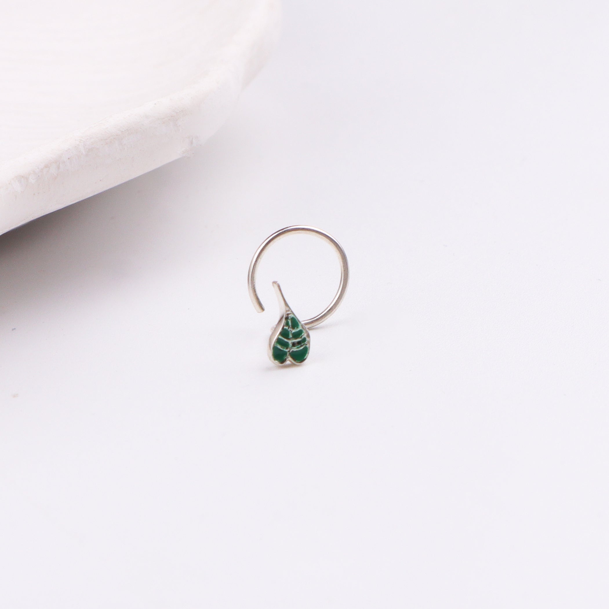 Peepal Leaf Nose pin ( Pierced ) - Green