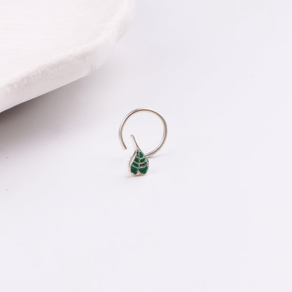 Peepal Leaf Nose pin ( Pierced ) - Green