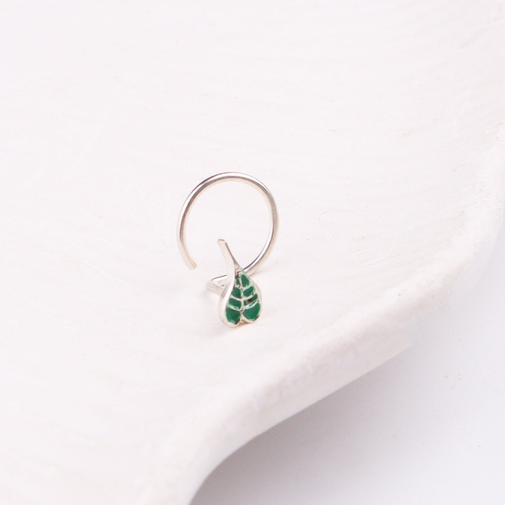 Peepal Leaf Nose pin ( Pierced ) - Green