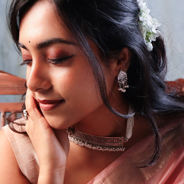 Elegant jewelry set with sterling silver necklace and earrings