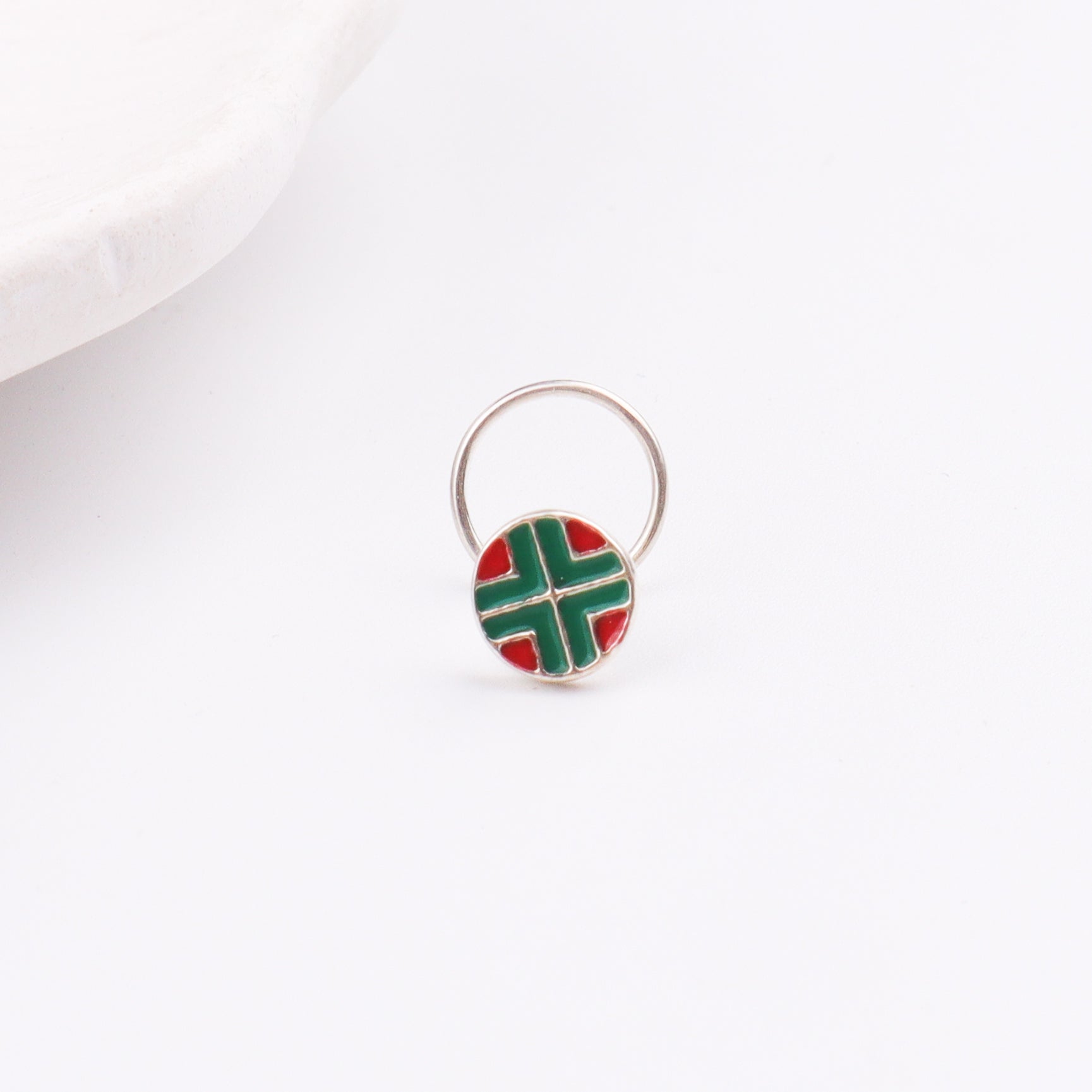 Enamel Red Green Round Nosepin