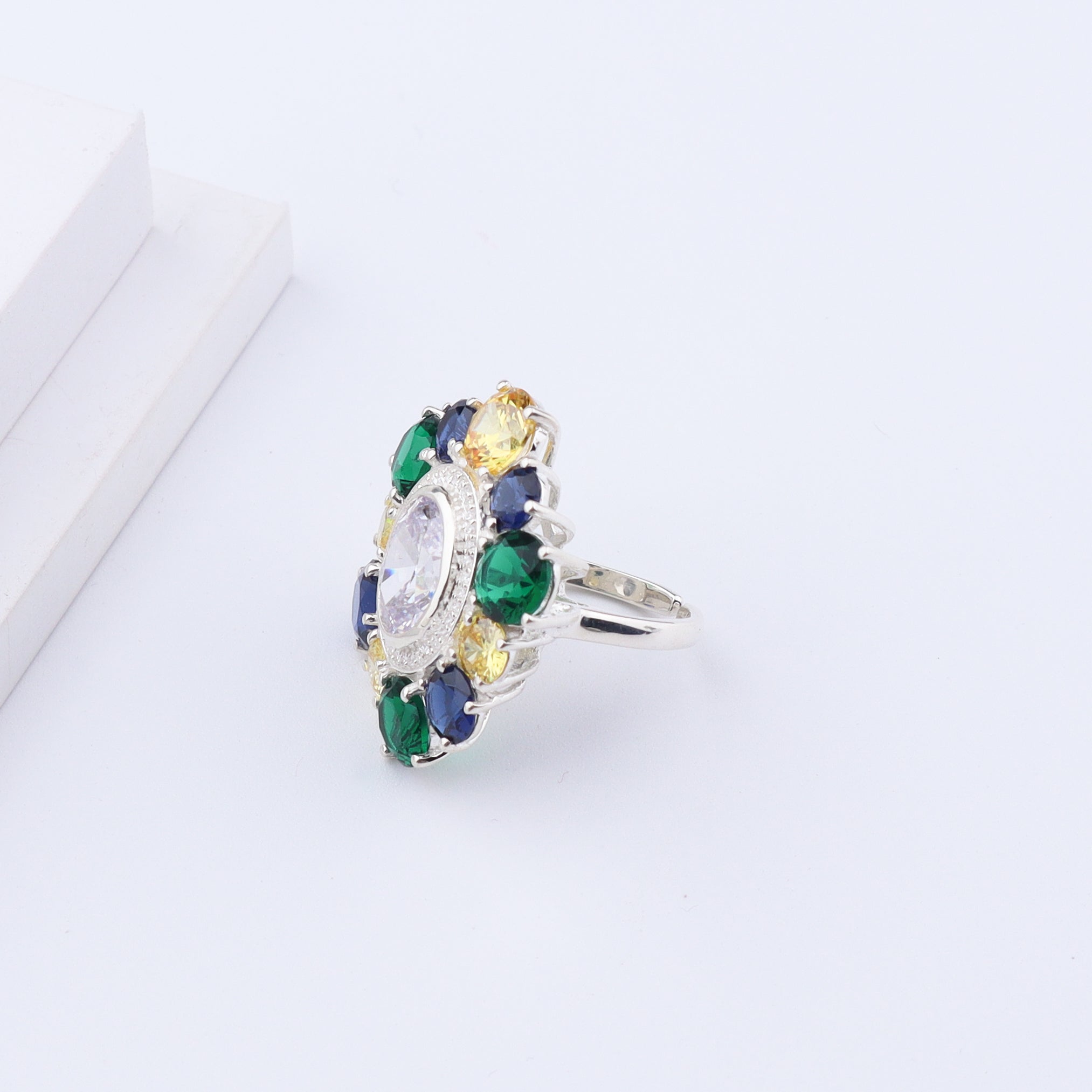Silver Midnight Bloom Ring