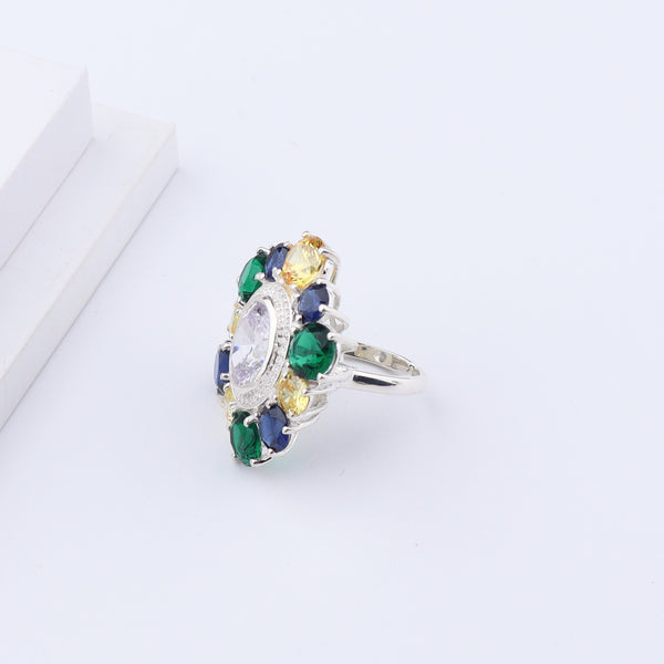 Silver Midnight Bloom Ring