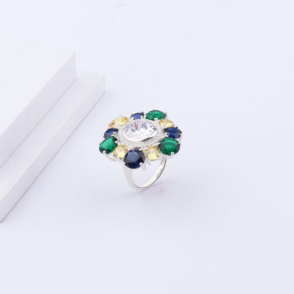 Silver Midnight Bloom Ring