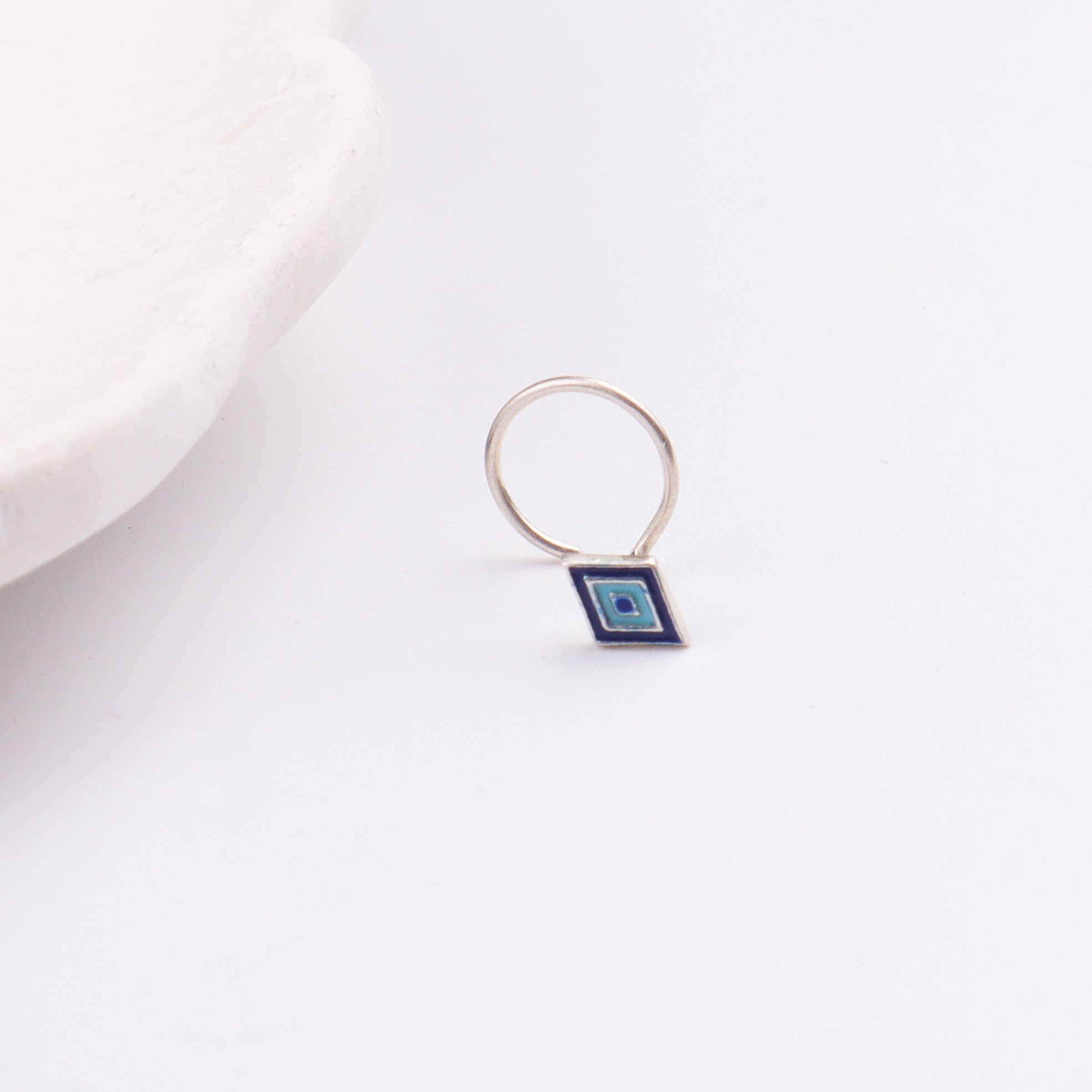 Diamond Nose pin ( Pierced ) - Blue , Turquoise