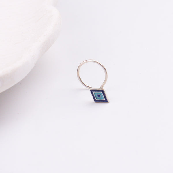 Diamond Nose pin ( Pierced ) - Blue , Turquoise