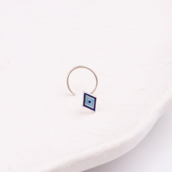 Diamond Nose pin ( Pierced ) - Blue , Turquoise