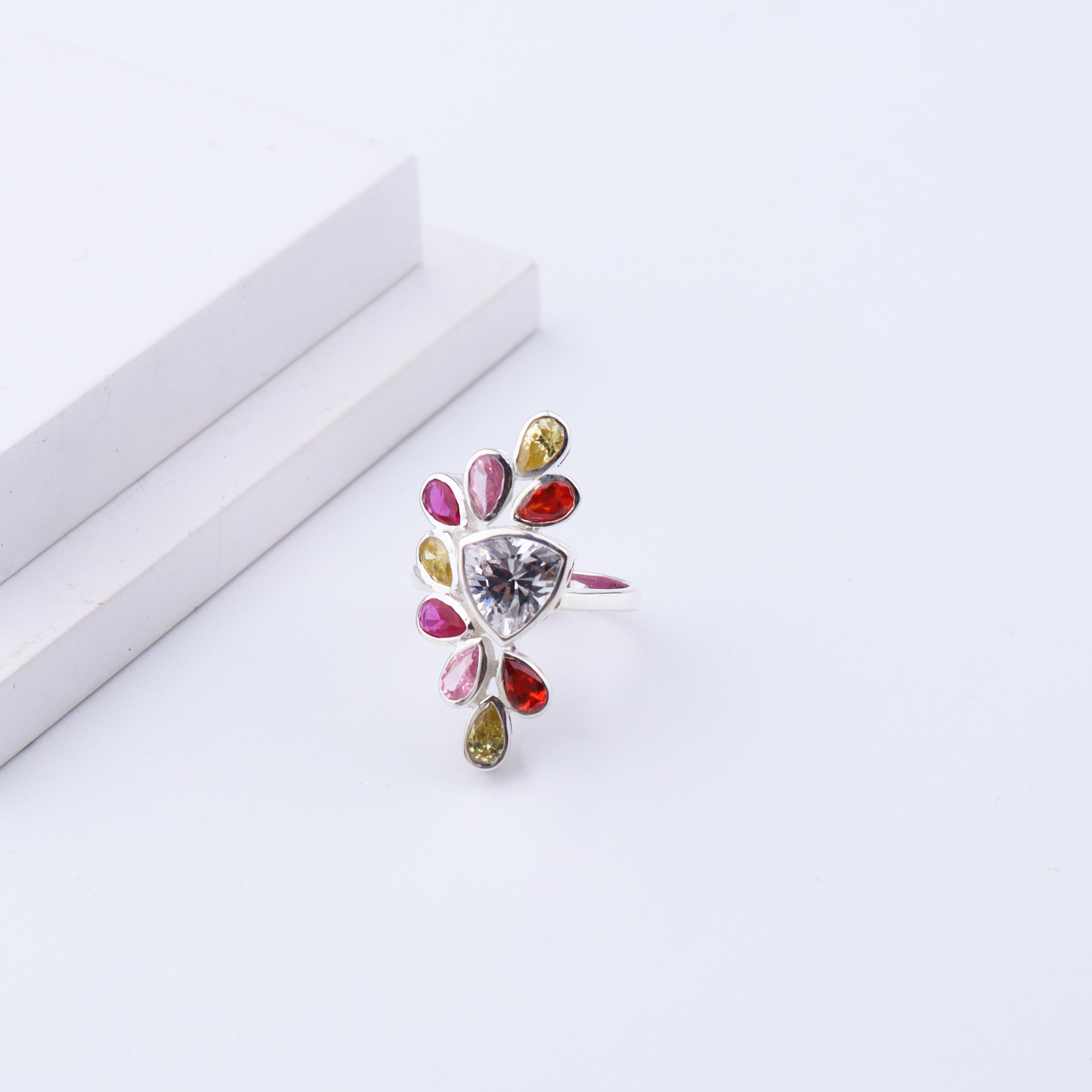 Silver Amber Mist Ring