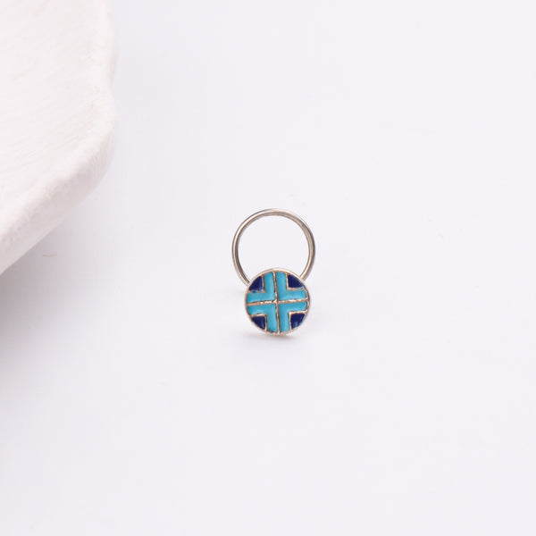 Corners Nose pin ( Pierced ) - Blue