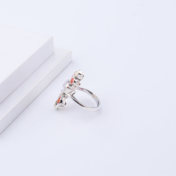 Silver Amber Mist Ring