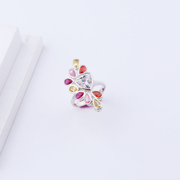 Silver Amber Mist Ring