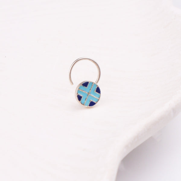 Corners Nose pin ( Pierced ) - Blue