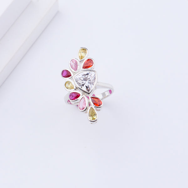 Silver Amber Mist Ring