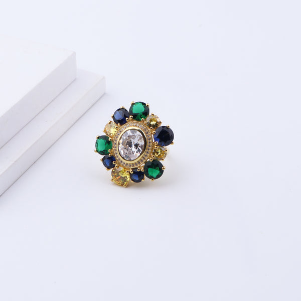 Midnight Bloom Ring | 92.5 Silver | 22K Gold Plated
